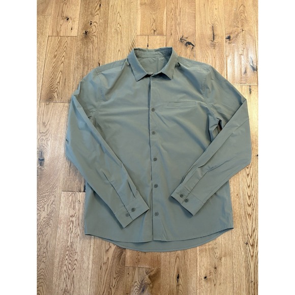 lululemon athletica Other - Lululemon Off The Chain Shirt Green Performance Stretch Button Down Sz Large
